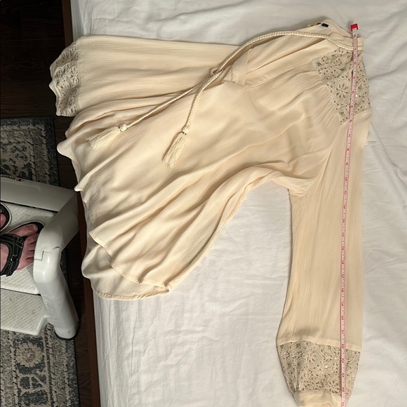 Massimo Cream Tie Front Lace Blouse - Picture 8 of 12